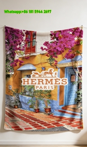Colorful Spanish Street Hermès Print Flannel Throw Blanket IMG_5201